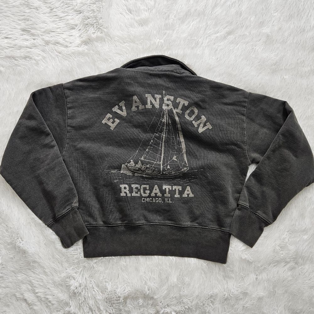 The Bureau x Free People Evanston Half Zip Washed Black NWOT